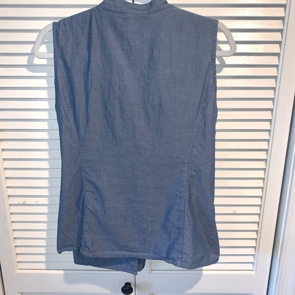 Ruby Rd. Blue Button up Sleeveless ruffled Blouse - Picture 7 of 7